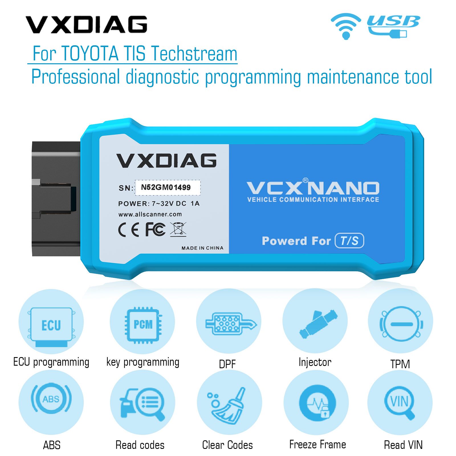 Wifi VXDiag VCX Nano для Toyota TIS Techstream