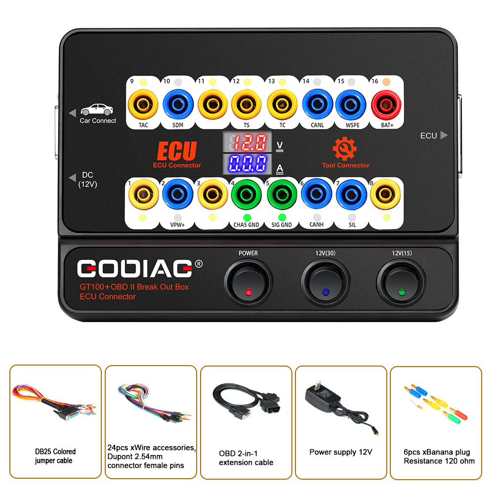 GODIAG GT100 + GT100 Pro, список компонентов с электронным дисплеем тока
