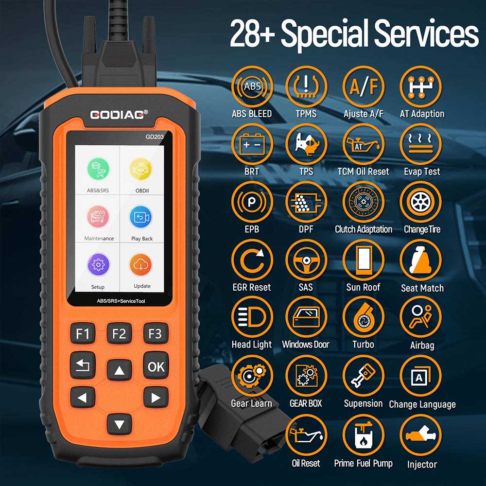 Устройство GODIAG GD203 ABS / SRS OBD2 для диагностики неисправностей 