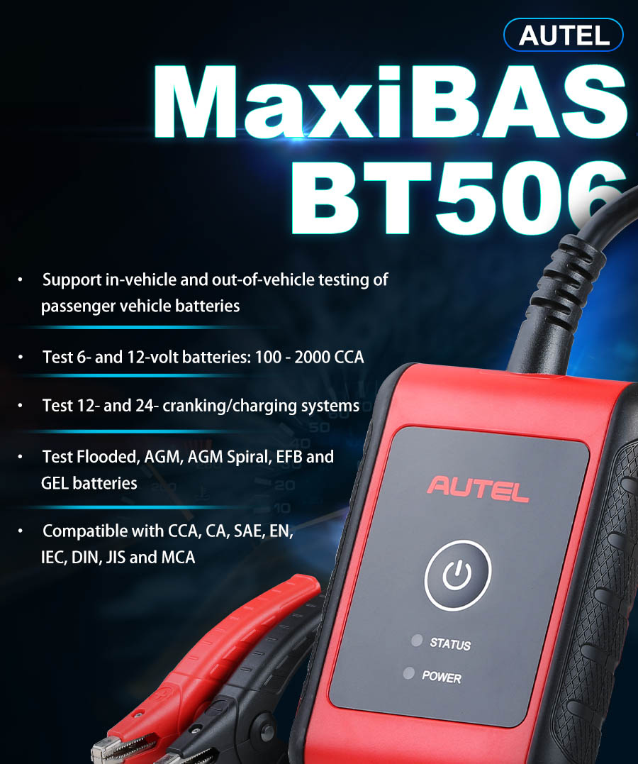 Autel MaxiBAS BT506 Аналитические инструменты для автомобильных батарей и электрических систем