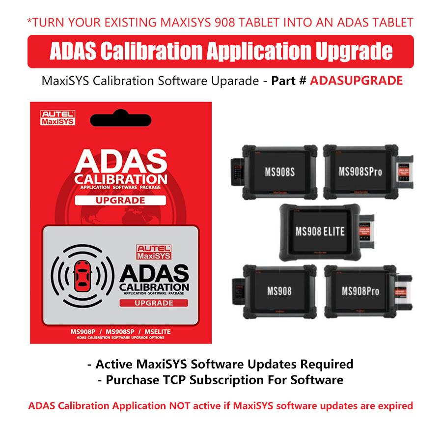 Карты обновления программного обеспечения AUTEL ADAS для планшетов MS908, MSElite, MS909, MS919 и Ultra