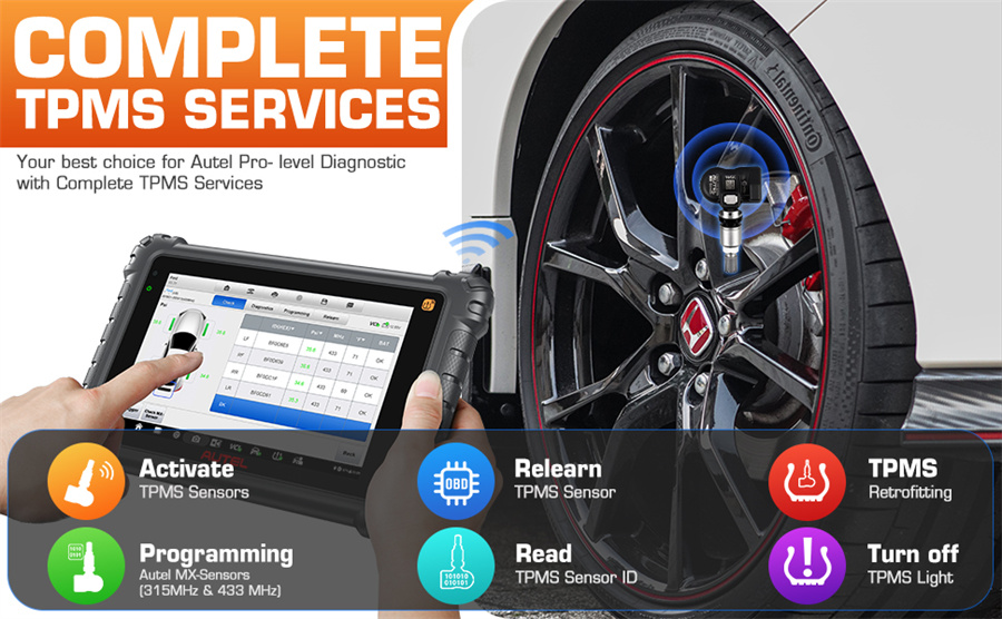 Инструменты Autel Maxicom MK906 PRO - TS для диагностики автомобилей и переобучения TPMS 