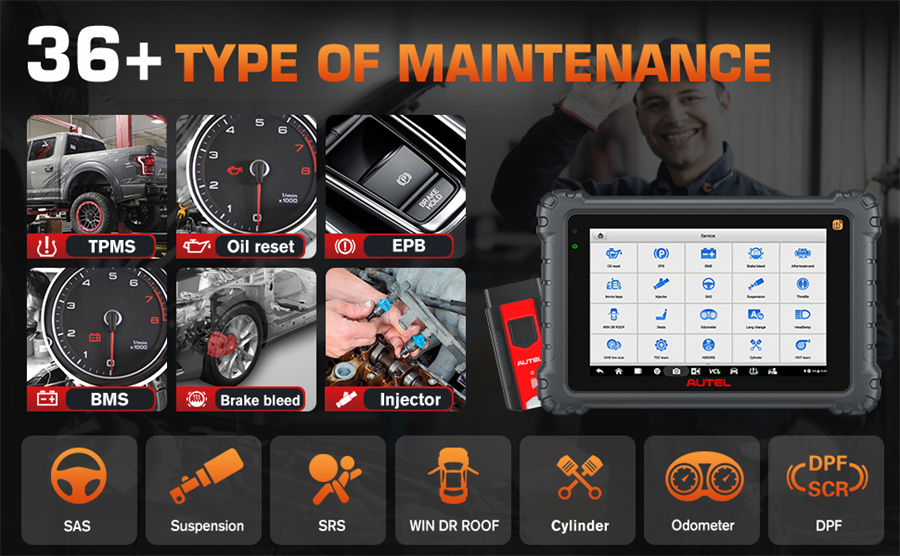 Инструменты Autel Maxicom MK906 PRO - TS для диагностики автомобилей и переобучения TPMS 