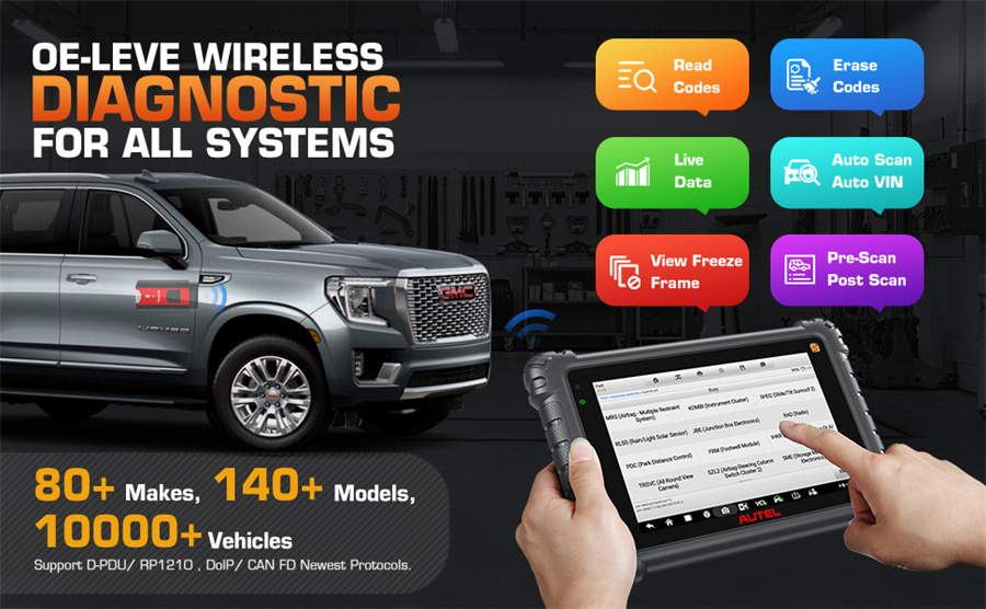 Инструменты Autel Maxicom MK906 PRO - TS для диагностики автомобилей и переобучения TPMS 