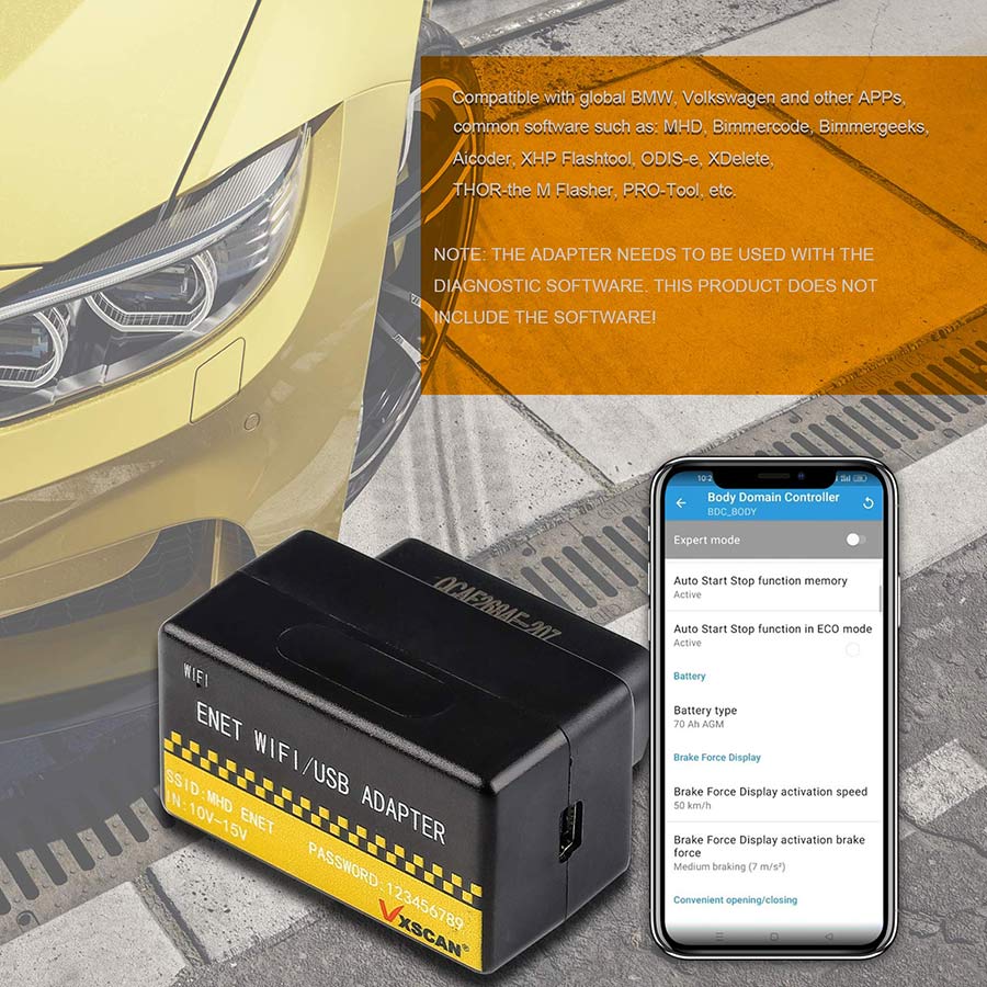 Адаптер OBD ENET WIFI / USB