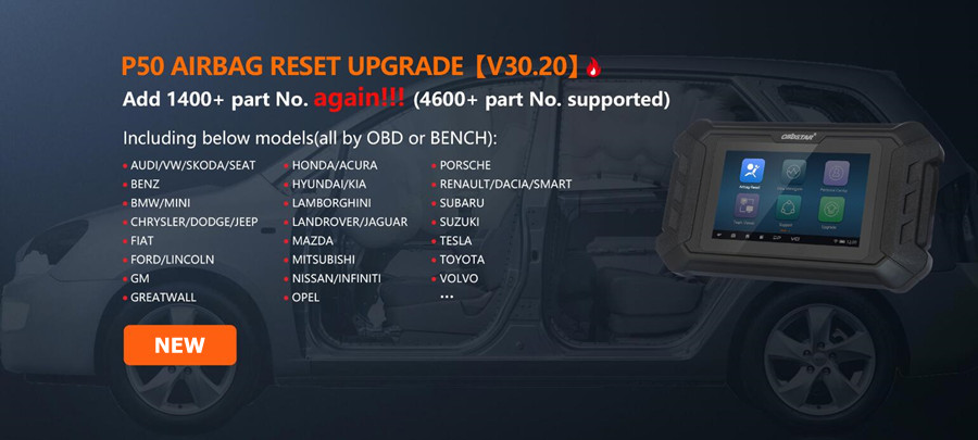 Охват автотранспортными средствами OBDSTAR P50