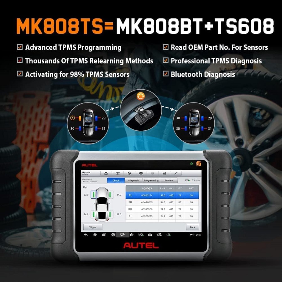 Autel Maxicom MK808TS Автоматическая программа переподготовки TPMS