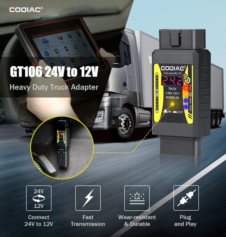Адаптер для тяжелых грузовиков Godiag GT106 24V - 12V для X431