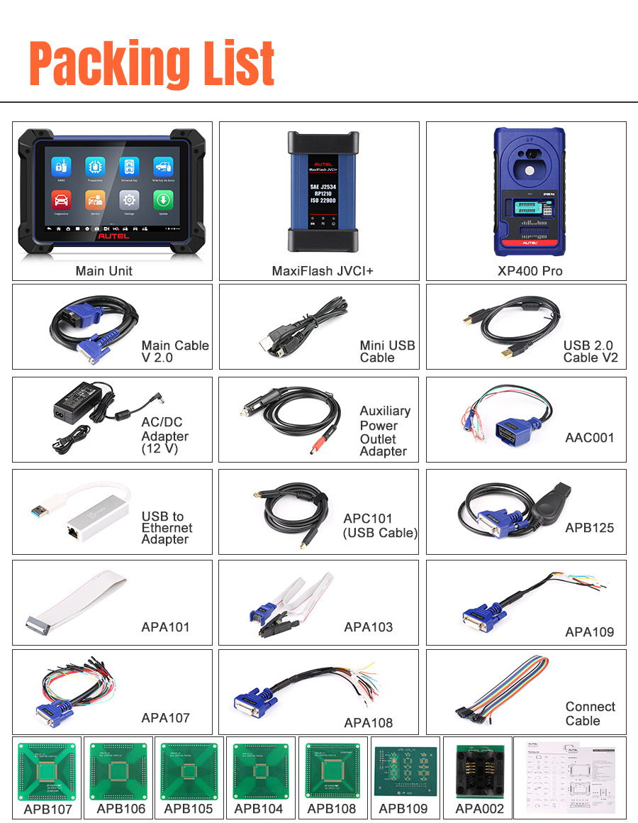 Упаковочный перечень Autel MaxiIM IM608 II
