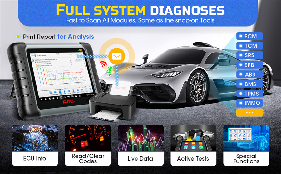 Autel Maxicom MK808S - TS Двустороннее и TPMS Программирование Обучение