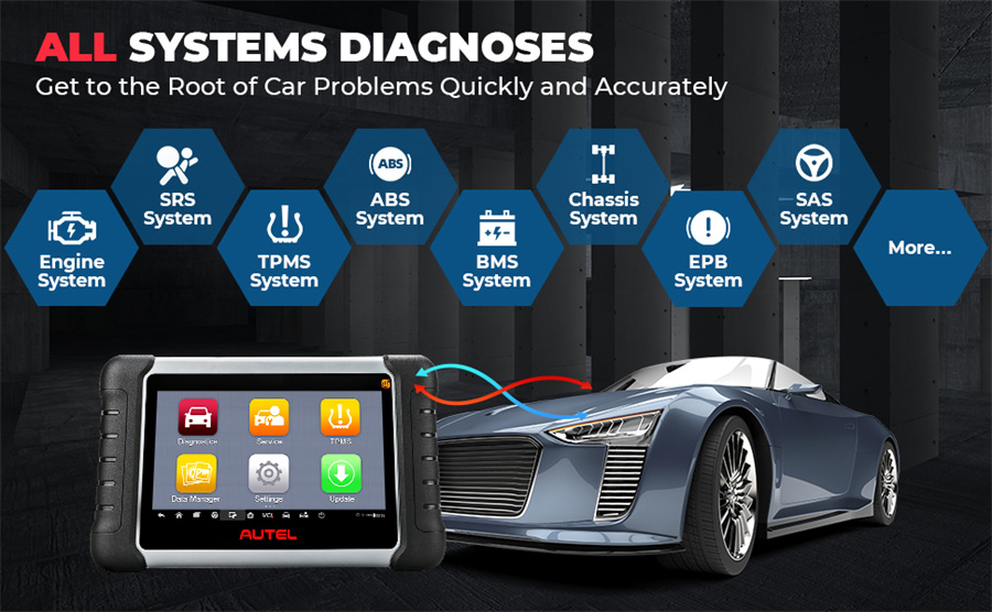 Autel Maxicom MK808S - TS Двустороннее и TPMS Программирование Обучение