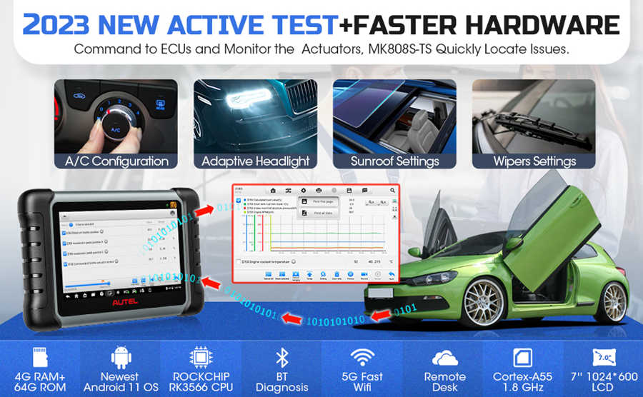 Autel Maxicom MK808S - TS Двустороннее и TPMS Программирование Обучение
