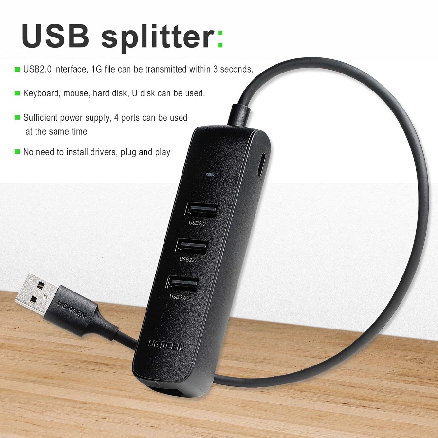 UGREEN USB 2.0 Концентратор Ethernet Адаптер USB шунт USB Адаптер USB - RJ45