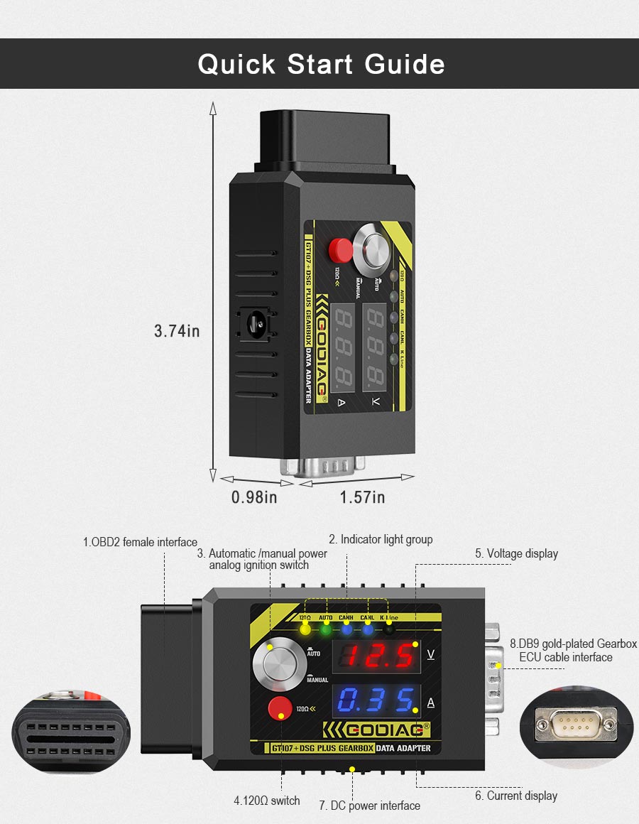 Адаптер данных GODIAG GT107 + DSG Plus
