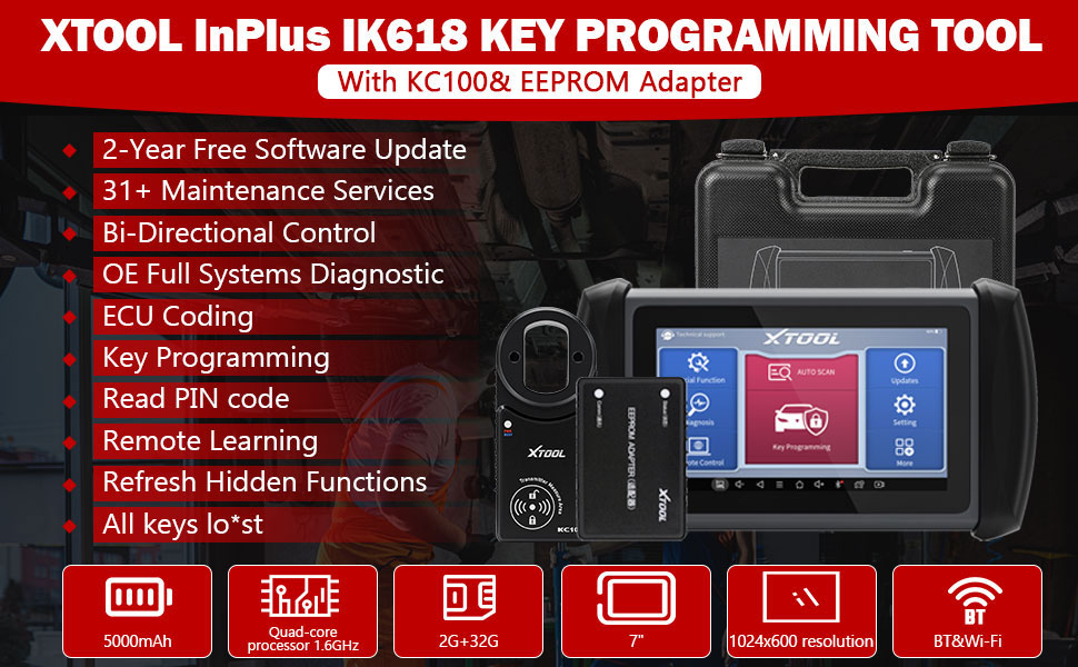 Программирование ключей XTOOL InPlus IK618 с редактором ключей KC100 и адаптером EEPROM
