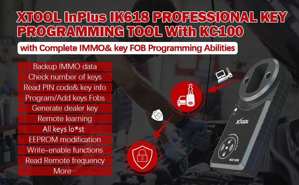 Программирование ключей XTOOL InPlus IK618 с редактором ключей KC100 и адаптером EEPROM