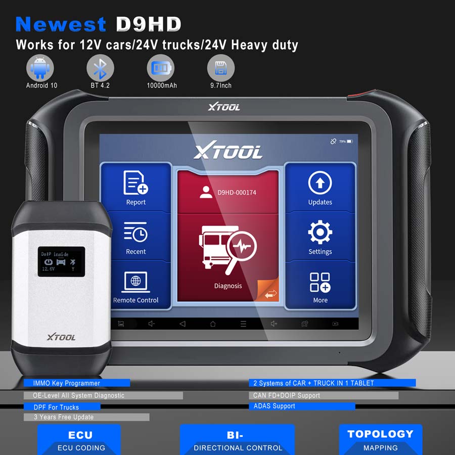 Инструменты диагностики грузовиков и автомобилей XTOOL D9HD 