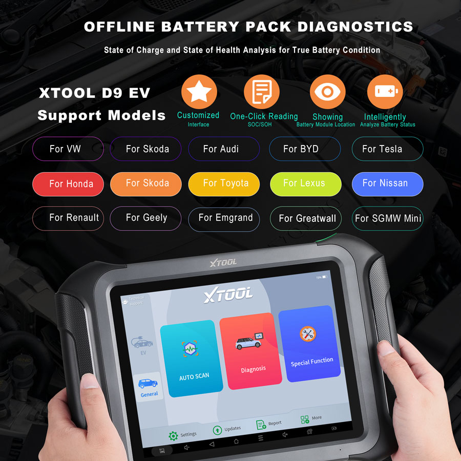Диагностика электромобилей XTOOL D9 