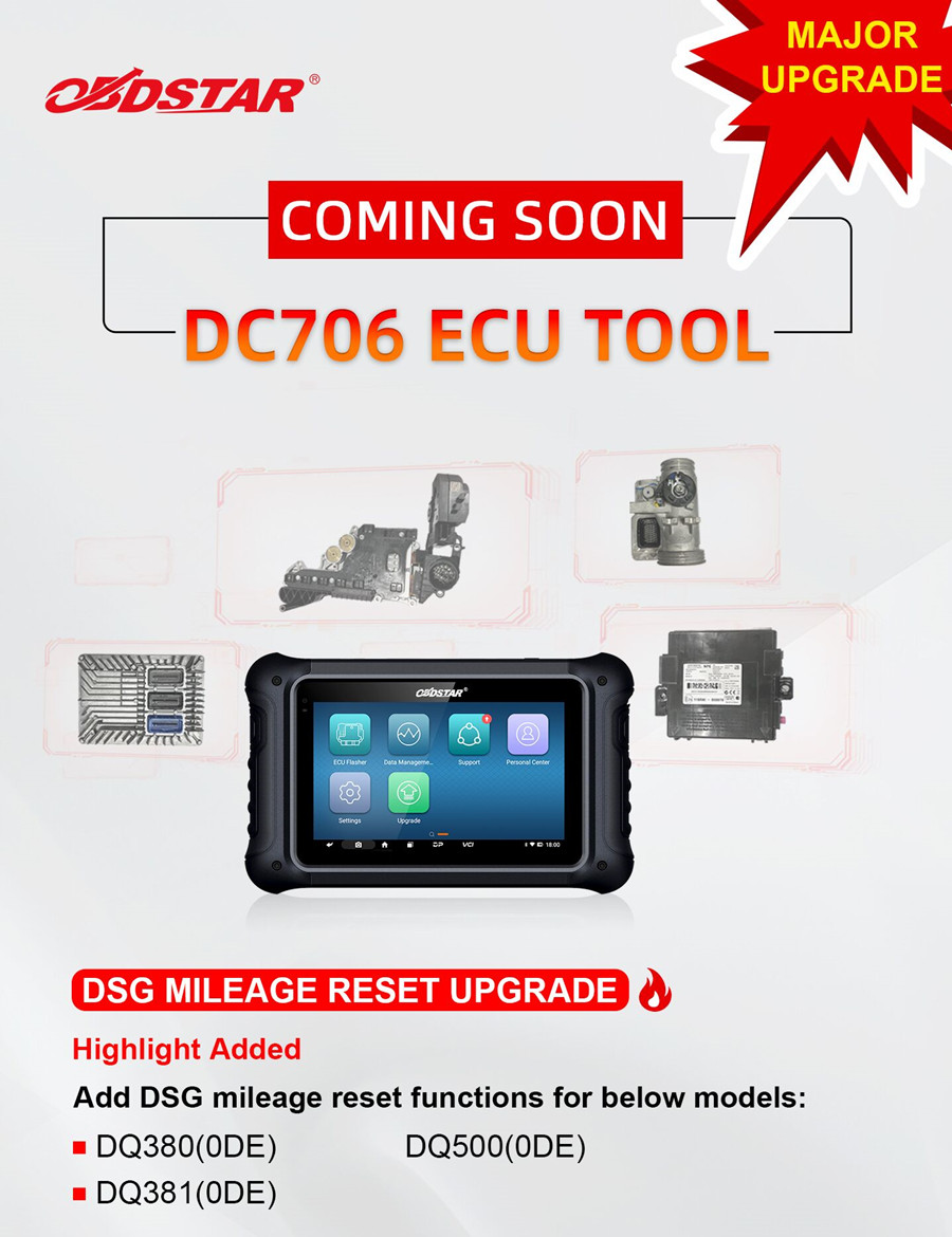 Обновление OBDSTAR DC706 ECU