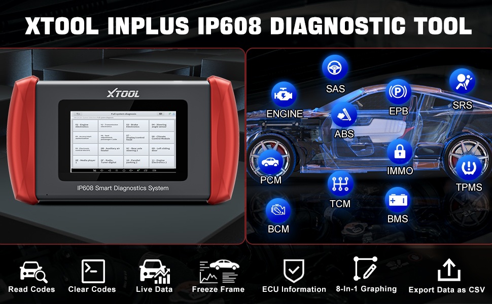 Сканер XTOOL Inplus IP608 OBD2 с поддержкой CAN FD