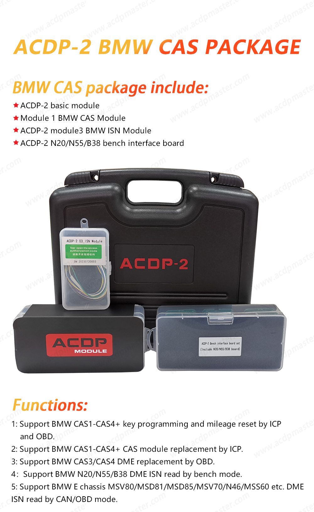 Компоненты ACDP - 2 BMW CAS с модулем 1 CAS и модулем 3 ISN и настольным интерфейсом N20 / N55 / B38