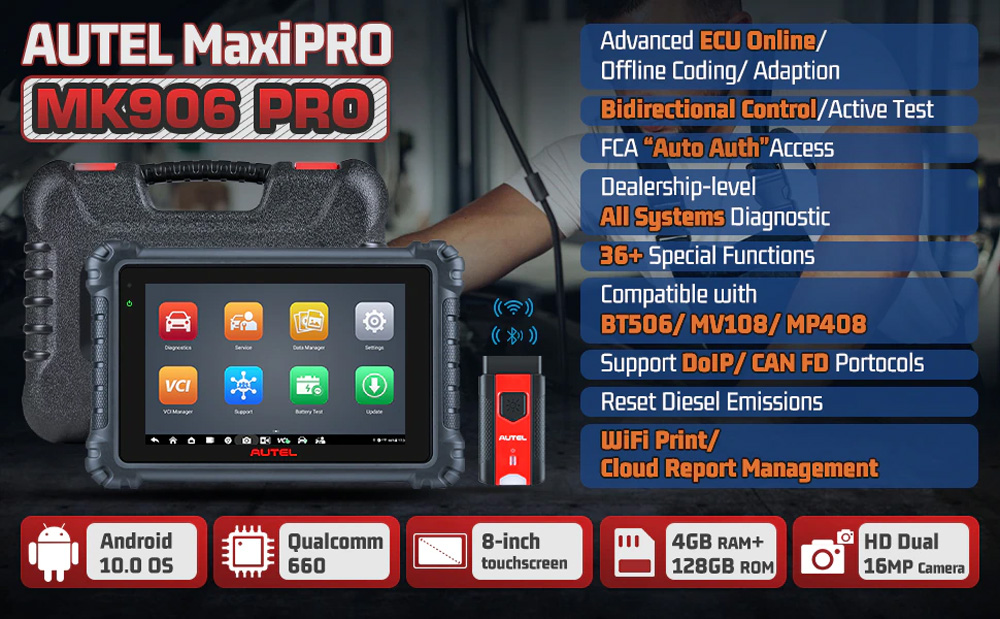 Autel Maxicom MK906 PRO Системный диагностический инструмент для автомобилей