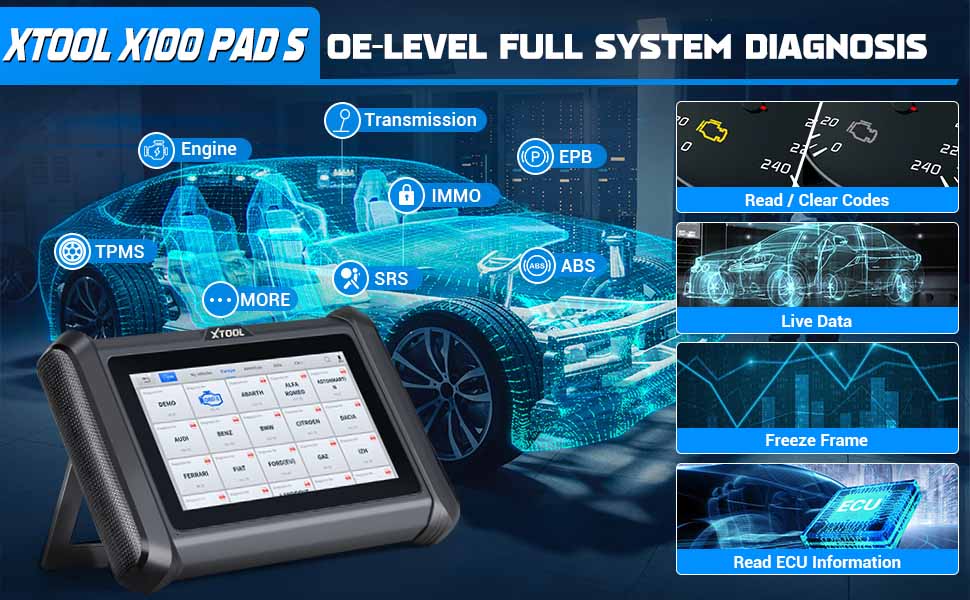 XTOOL X100 PAD S Общесистемная диагностика 23 + Техническое обслуживание X100PAD PLUS Обновление