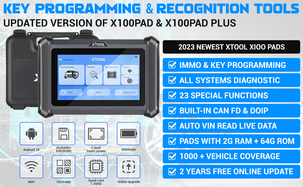 XTOOL X100 PAD S Общесистемная диагностика 23 + Техническое обслуживание X100PAD PLUS Обновление