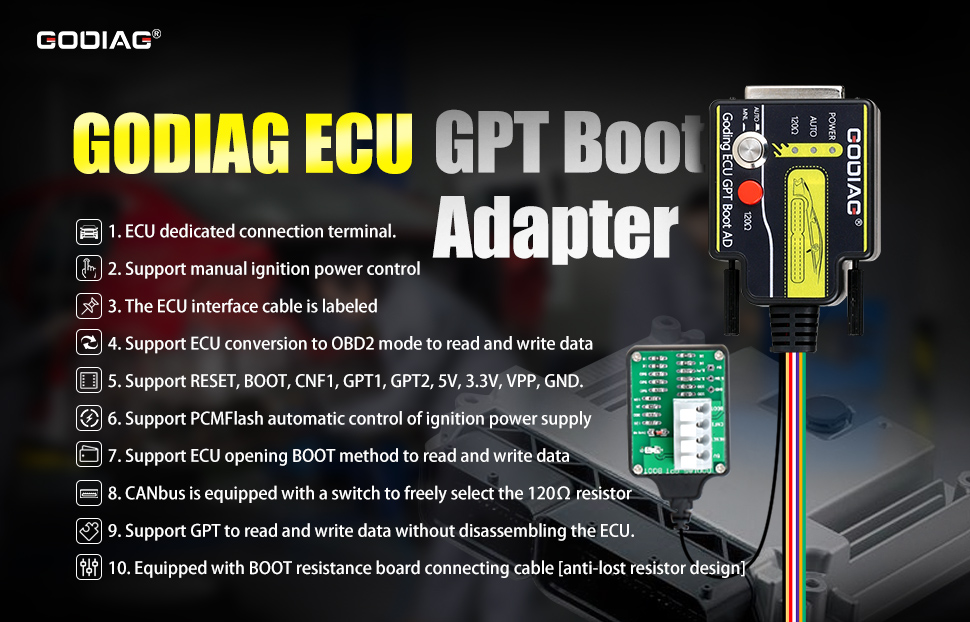 GODIAG ECU GPT загрузочный разъем AD ECU