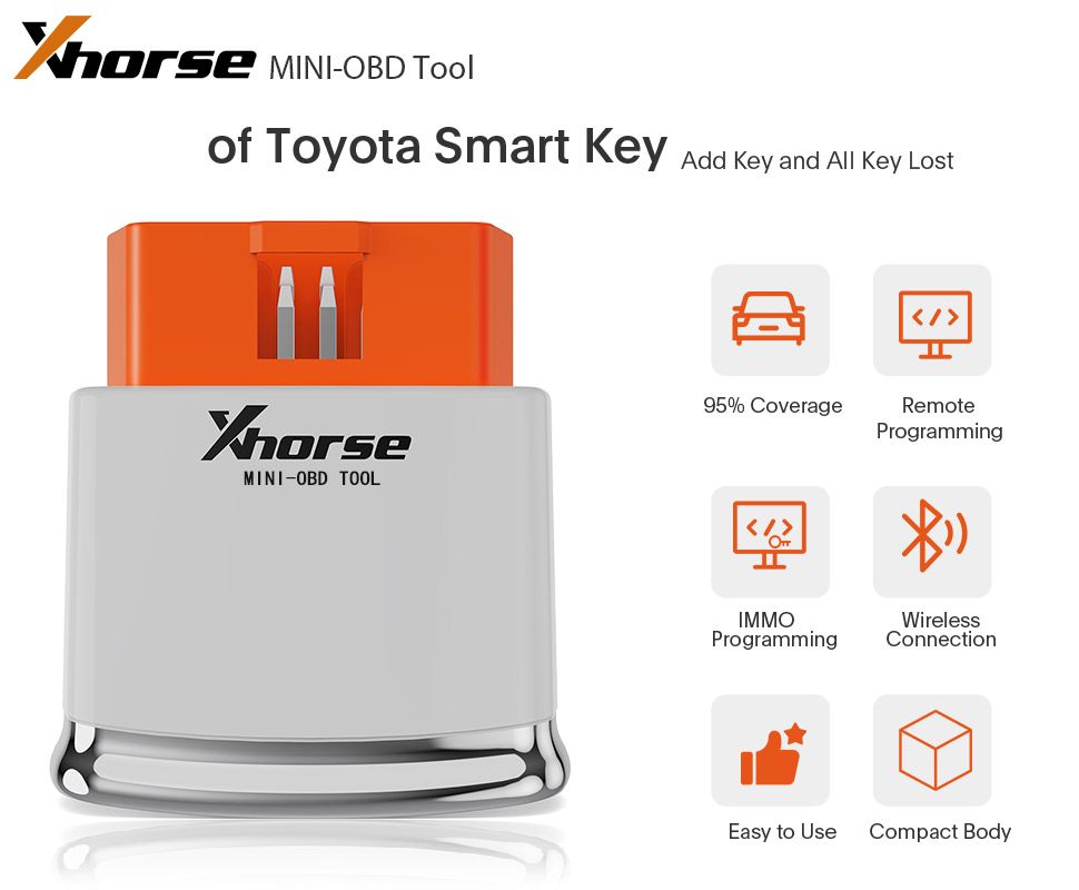 Xhorse MINI OBD TOOL FT - OBD for Toyota Поддержка добавления ключей и потери всех ключей