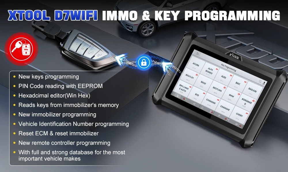 XTOOL D7W D7WIFI Двусторонняя общесистемная диагностика и поддержка ключевых программистов для кодирования ECU CAN FD и DOIP 40 +