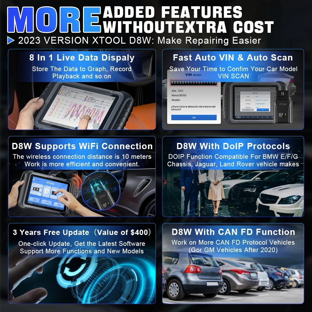 XTOOL D8W WIFI OBD2 Scanner Car Diagnostic Tool