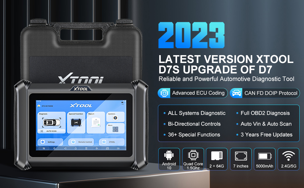 Диагностический инструмент XTOOL D7S поддерживает DoIP и CAN FD, кодированный ECU двухсторонний сканер 