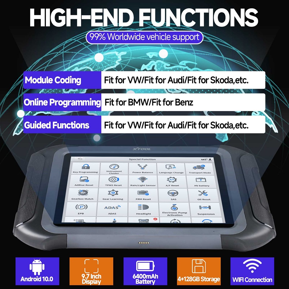 Автоматический диагностический сканер XTOOL D9S PRO поддерживает кодирование ECU, топологическое отображение, программирование клавиш 42, техническое обслуживание CAN FD DoIP