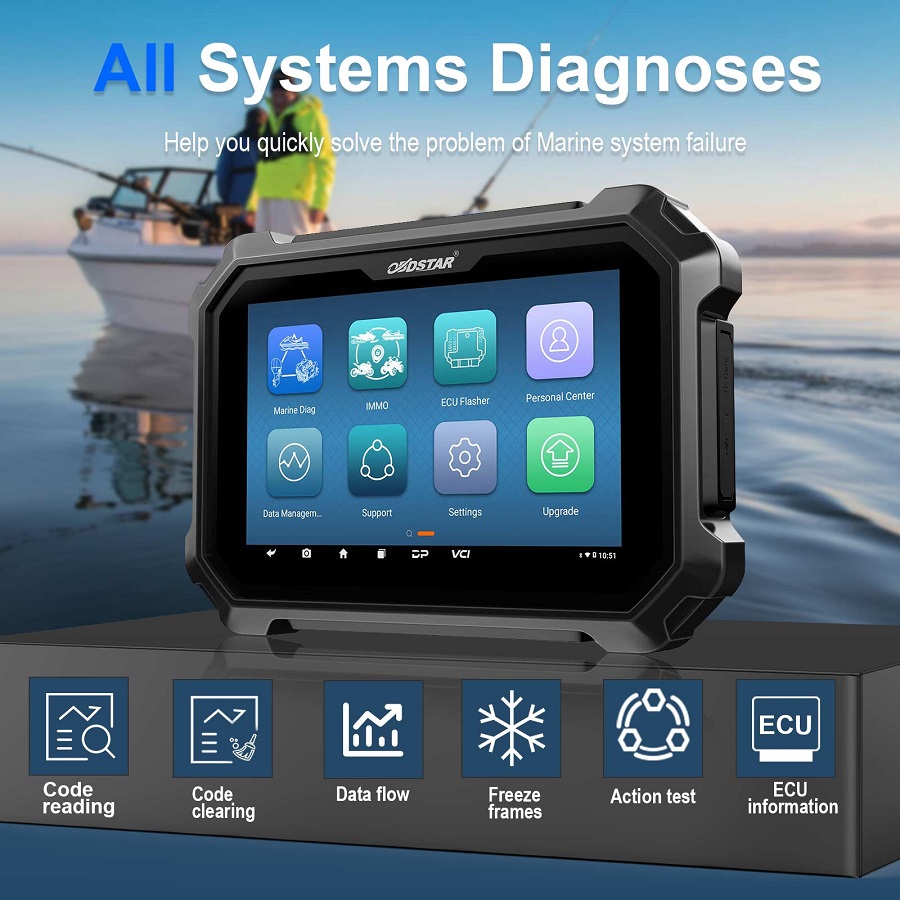 OBDSTAR D800 A + B + C + D Полностью оборудованная гидромоторная лодка / борт / борт / генератор Морской диагностический инструмент