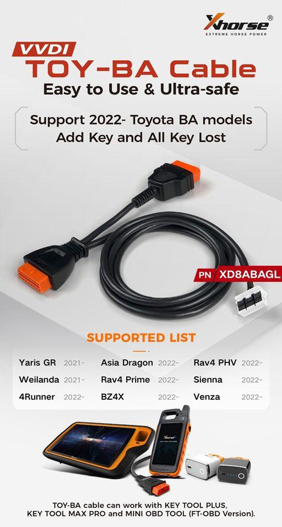 Xhorse Toyota BA Все ключи потеряны адаптер KD8ABAGL