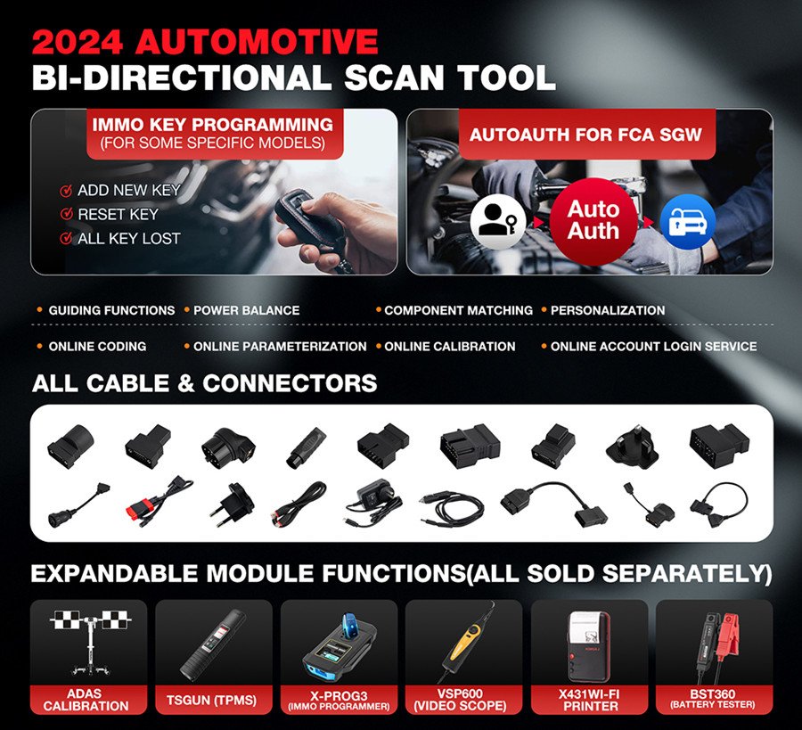 Двусторонний диагностический прибор LAUNCH X431 PRO TT с разъемом DBSCAR VII 37 + сброс кода ECU Online с ключом CANFD IMMO