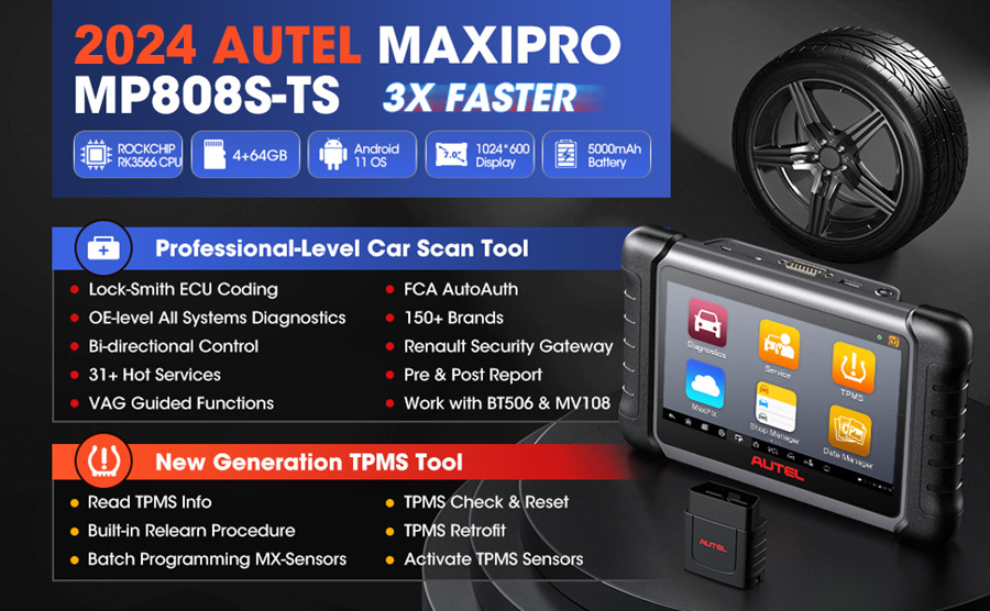 Двусторонний инструмент Autel MaxiPRO MP808S - TS TPMS 