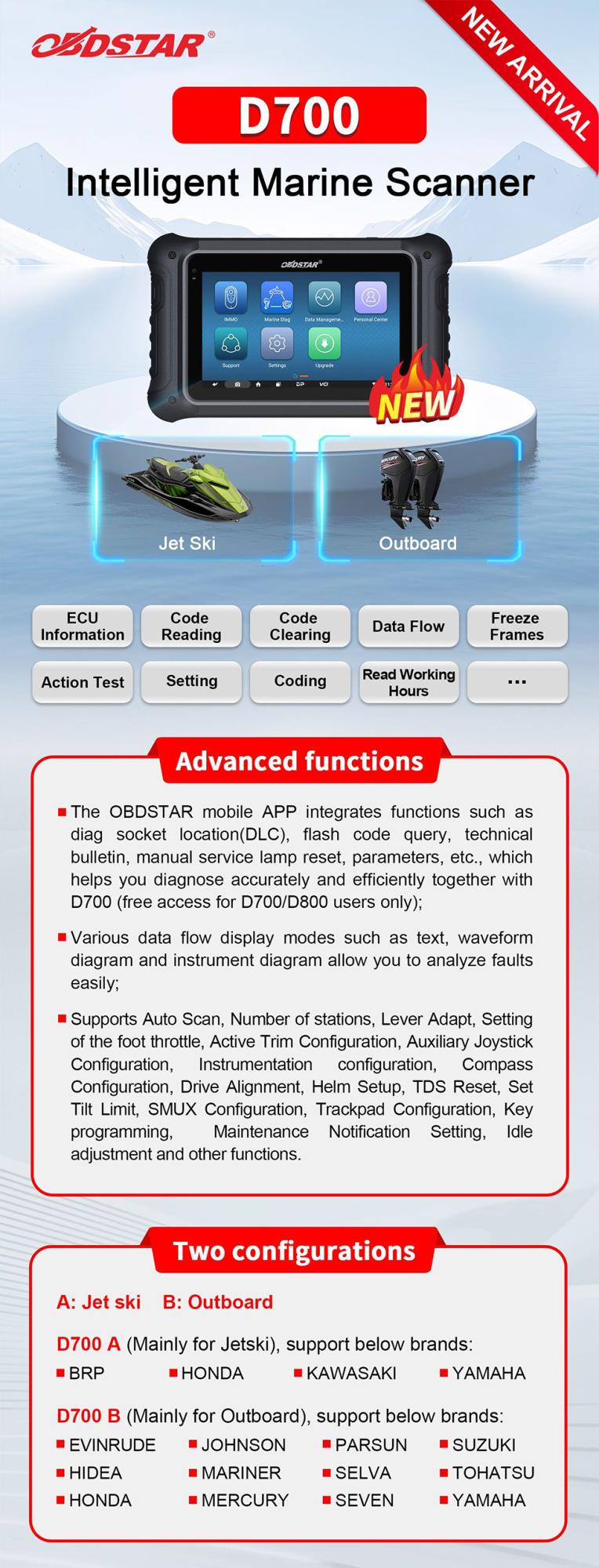 Умный морской сканер OBDSTAR D700
