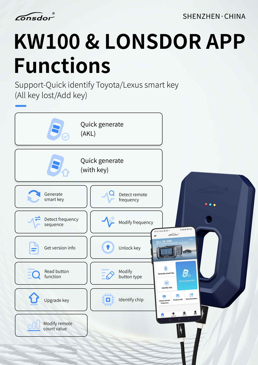 Генератор интеллектуальных ключей Lonsdor KW100
