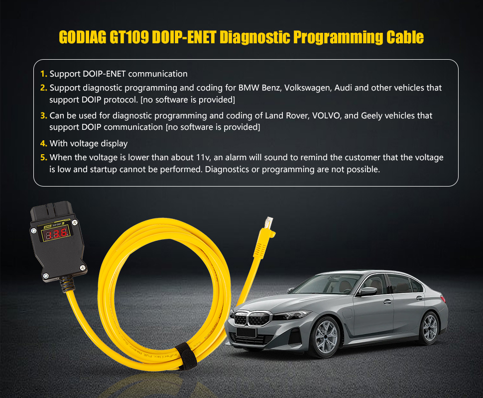 Адаптер диагностического программирования GT109 DOIP - ENET DOIP для BMW - Benz - Volkswagen - Audi