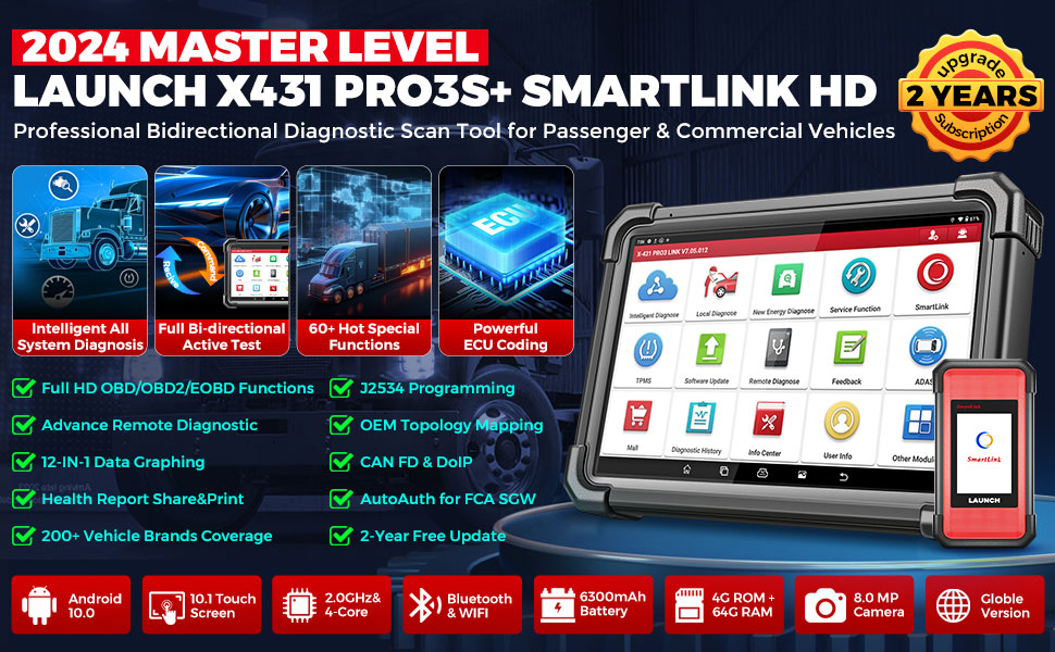 Представлен X431 PRO3S + SmartLink HD для дизельных и бензиновых двигателей 12V и 24V