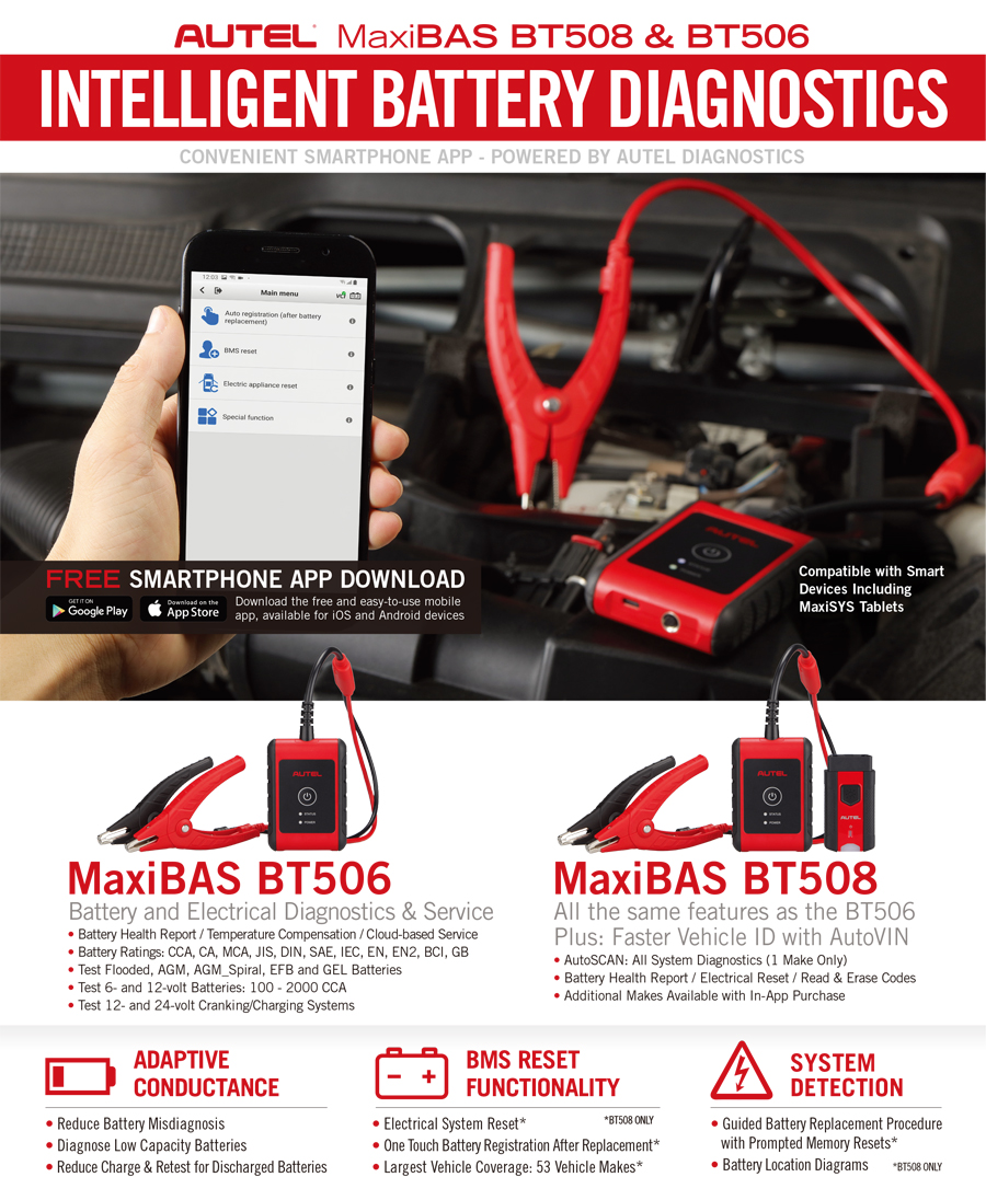 Модели Autel MaxiBAS BT508 и BT506