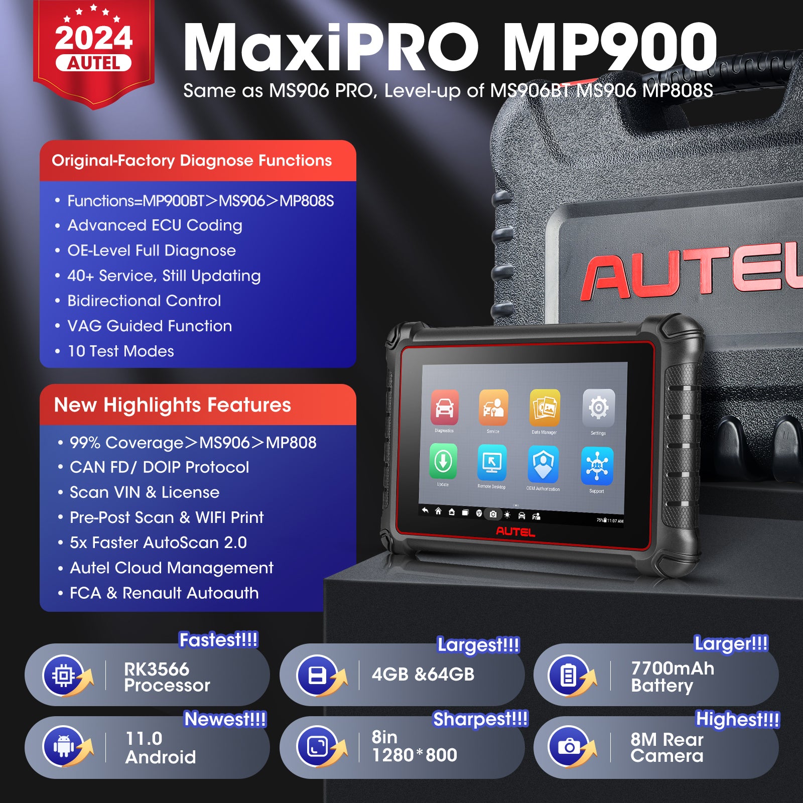 Модернизация Autel MaxiPRO MP900 идентична MS906 PRO с обновлением MS906BT, MS906, MP808S