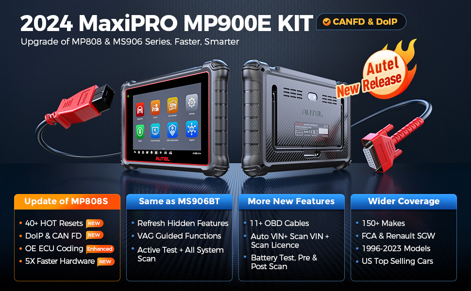 AUTEL MaxiPRO MP900E KIT Все системы диагностики с адаптером OBDII Код ECU 40 + MP808S KIT / MP808BT Pro KIT Услуги обновления