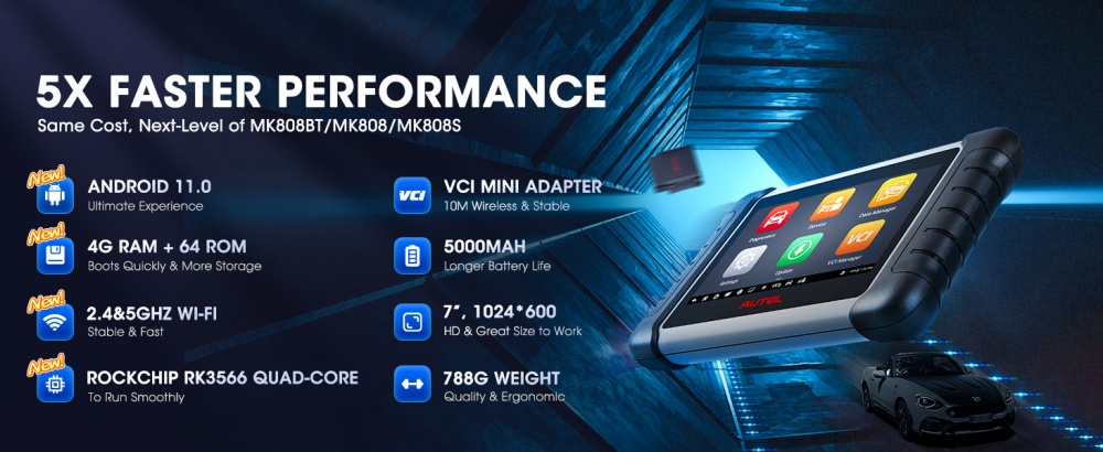 Autel Maxicom MK808BT PRO Инструменты диагностического сканирования автомобилей, сканеры для активного тестирования и двустороннего управления, службы 28 +, FCA AutoAuth, беспроводная диагностика