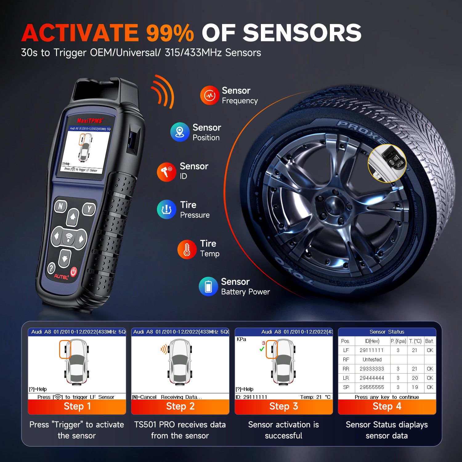 Autel MaxitPMS TS501 Pro Профессиональный инструмент TPMS