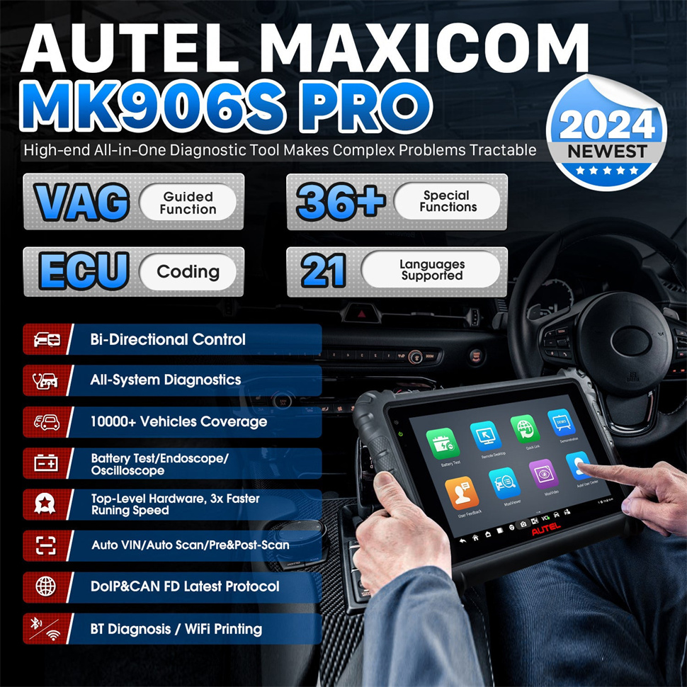 Инструмент диагностики сканера Autel Maxicom MK906S PRO с расширенным двухсторонним управлением кодированием ECU 
