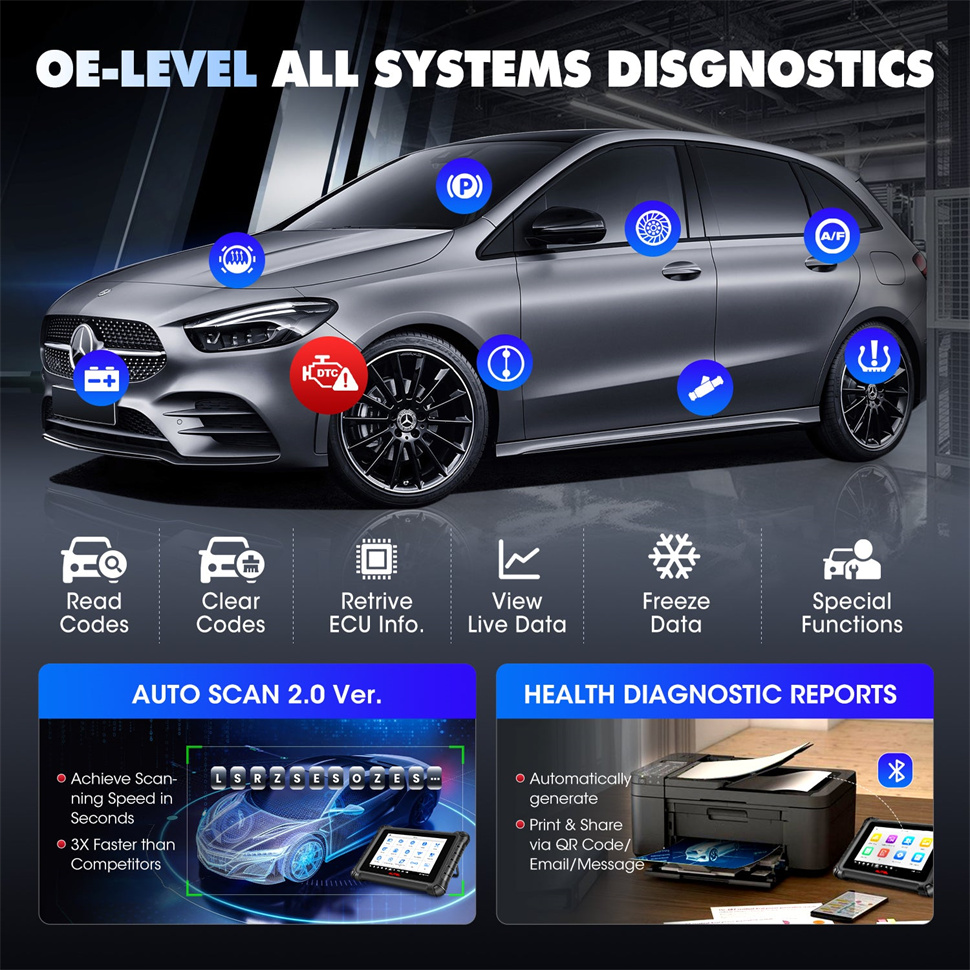 AUTEL MaxiDAS DS900 Diagnostic Scanne Support ECU Coding Pre & Post Scan Scan VIN DoIP CAN FD Protocol WIFI Print Upgraded Ver. Of DS808 DS808K