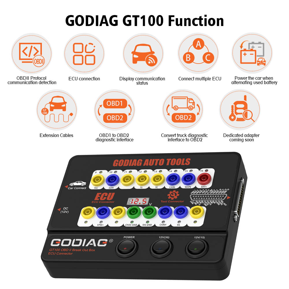 Автоматический инструмент GT100 OBDII разъем ECU